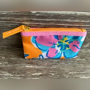 Estée Lauder Floral Tropical Cosmetic Pouch Coin Purse Zippered Small‎ Colorful